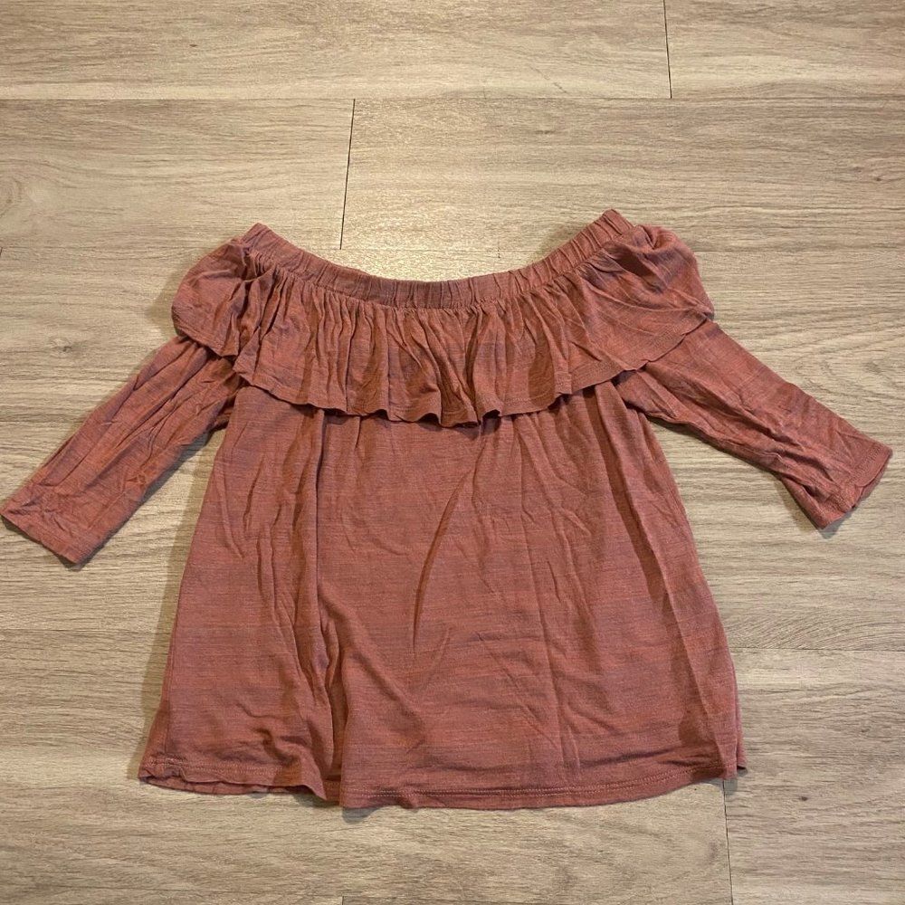 Dolan Anthropologie Red Rouge off the shoulder short sleeve blouse size small